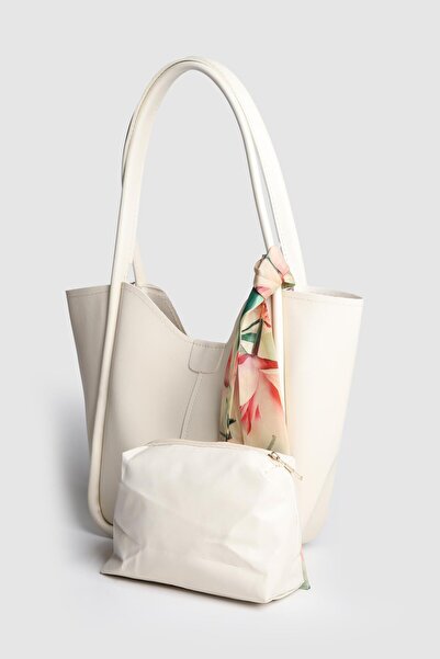 La La'Graccio Paris La'Graccio Paris Women's Golden Scarf Makeup Bag Shoulder Bag Cream