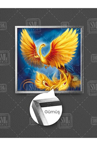 SML TABLO Pictură pe pânză pătrată înrămată cu fenicul zburător cu aripi desfășurate