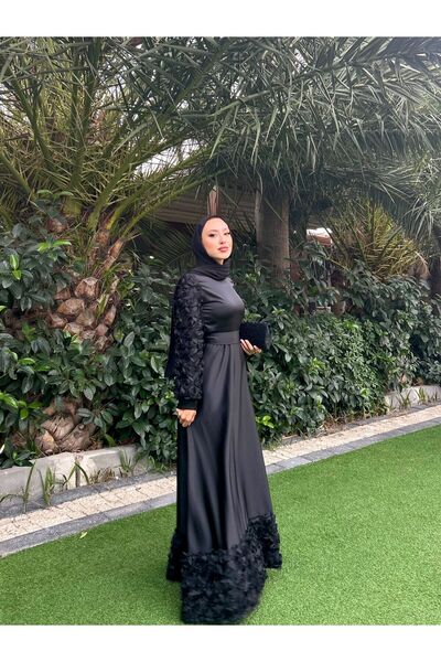 Zafirae 3 Boyutlu Saten Elbise