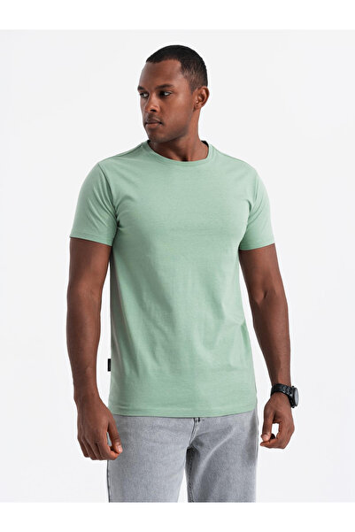 OMBRE Σετ ανδρικού βαμβακερού πουκάμισου BASIC με στρογγυλή λαιμόκοψη - λευκό/μπεζ/γκρι-πράσινο V14 OM-TSBS-0232 S