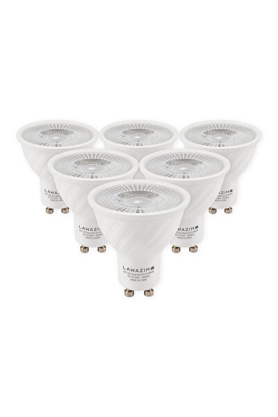 Lawazim GU10 LED Spot Bulbs 6 Pack - 5W 6500K Daylight 350 Lumens Energy Saving 55W Equivalent