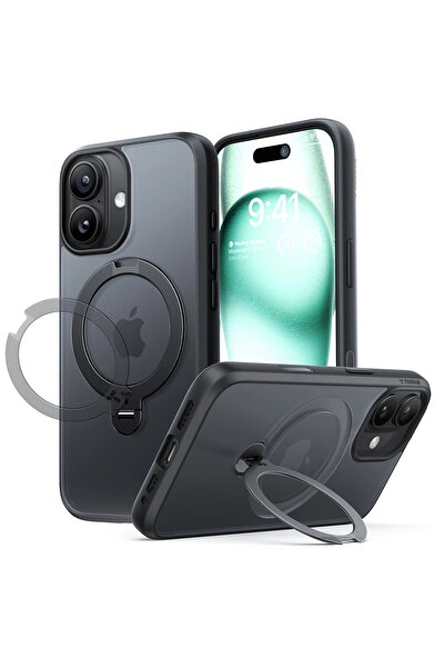 TORRAS Apple iPhone 17 O Stand Spin Serisi Magsafe Kılıf - Siyah