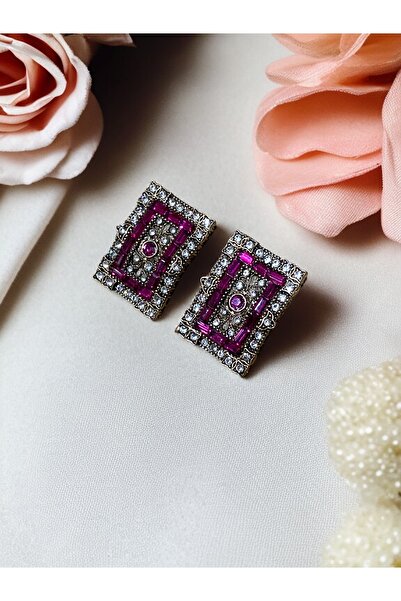 FAYRA ACCESSORIES Zirkon Taşlı Dikdörtgen Küpe