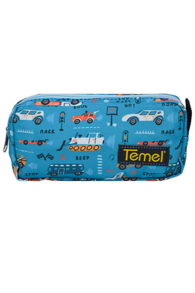 Temel حقيبة أقلام ذات عين واحدة منقوشة باللون الأزرق المحيطي