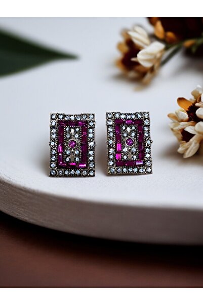 FAYRA ACCESSORIES Zircon Stone Rectangular Earrings