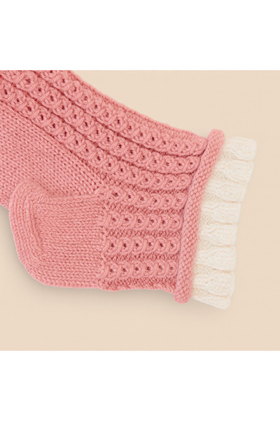 PUREYSMA Handmade Booties – Size 36-38 Pink Wool Knitted Comfortable Warm Home Booties