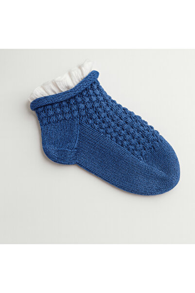 PUREYSMA Handmade Booties – Size 38-40 Blue Wool Knitted Warm Home Booties