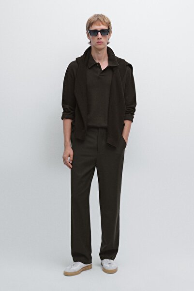 Massimo Dutti Dokulu uzun kollu polo yaka t-shirt