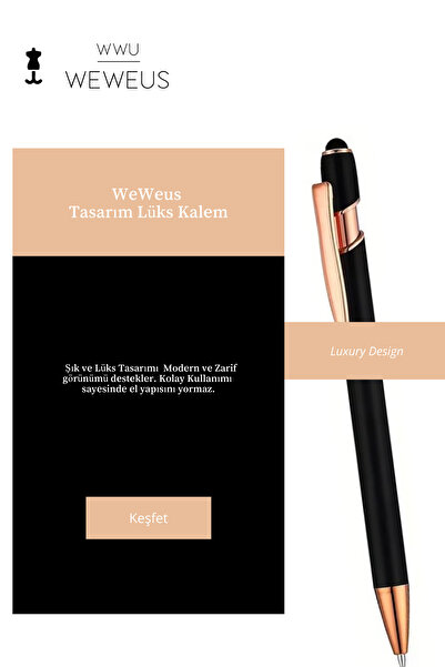 Weweus Black Plain Rose Detailed Design Luxury Ballpoint Pen