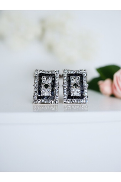 FAYRA ACCESSORIES Zircon Stone Rectangular Earrings