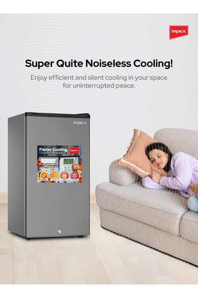 İMPEX 90L Single Door Refrigerator, 8L Freezer, Glass Shelf, Fast Cooling, Dark Grey, IMRF 140C