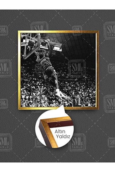 SML TABLO Legendarni košarkaš Slam Dunk Čikago Buls Trostruka košara Uramljen...