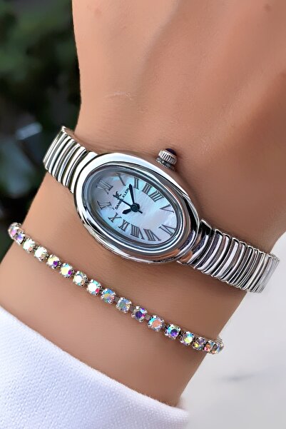 Daniel Klein Original Women's Wristwatch Oval Case Silver Color Bracelet with Gift