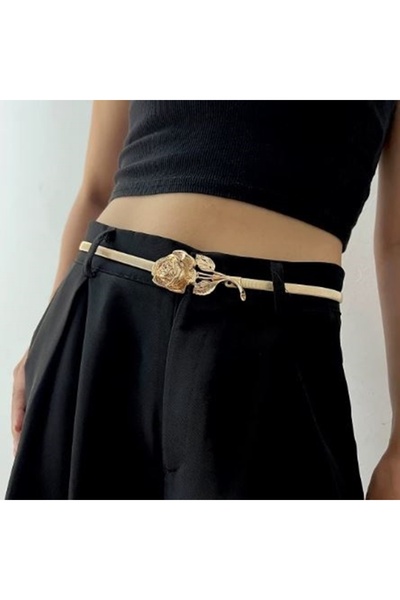 KESNUP Curea elastică cu cataramă din metal roz, realizată din aliaj auriu