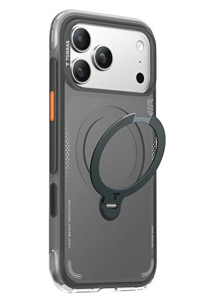 TORRAS Apple iPhone 17 Pro Max O Stand Spin Air Serisi Magsafe Kılıf - Siyah