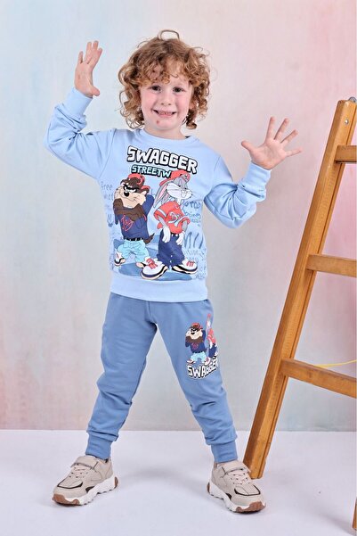 Yağmur Giyim PJK2İ طقم رياضي للأولاد من القطن بنسبة 100% مكون من خيطين بنمط ا...