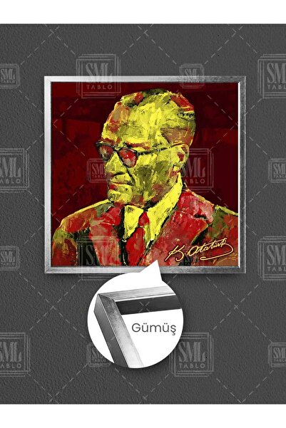 SML TABLO Žuto Crveno Ilustracija sa potpisom Mustafe Kemala Ataturka Uramlje...