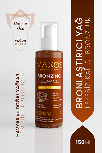 Maxos Havyar Özlü Yoğun Bronzlaştırıcı Yağ ile Lekesiz Kalıcı Bronzluk 150ml