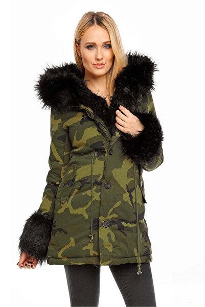 WildFashion Geaca midi cu imprimeu army K465-1121