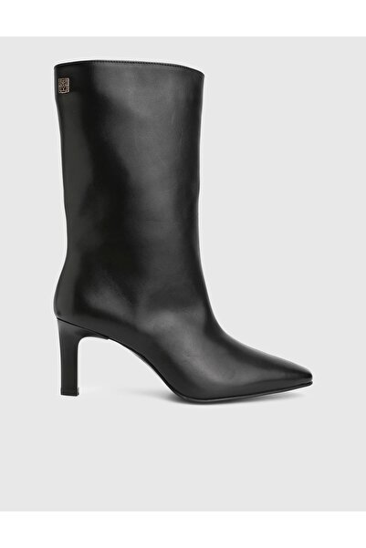 İLVİ Alvina Genuine Leather Black Women's Heeled Boots