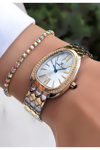 Daniel Klein ساعة يد نسائية أصلية مع سوار ذهبي وفضي اللون مع هدية