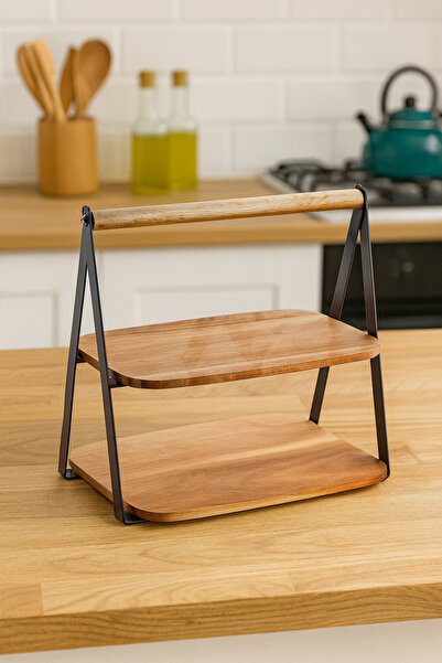 Çavdar Group Akasya 2 Katlı Metal Raf Mutfak Banyo Düzenleyici Saplı Raf