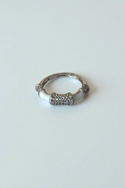 TAKIŞTIR Silver Color Stone Detailed Adjustable Ring