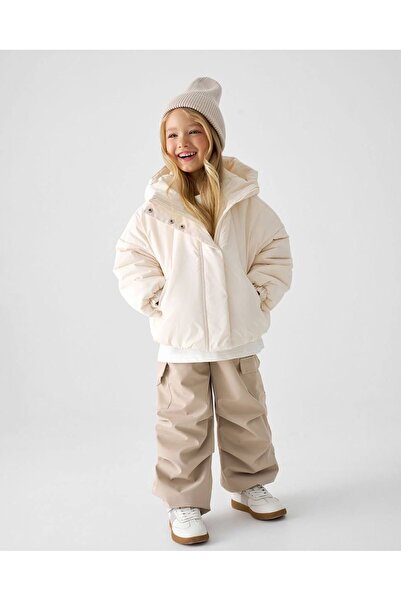 aybabykids Kız Çocuk Su Geçirmez Oversize Kapşonlu Şişme Mont