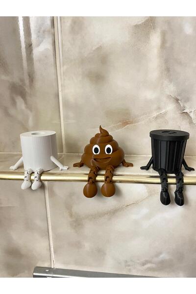 Eta3d 3 lü Tuvalet Banyo Köşesi Seti Tuvalet Kağıdı Kaka Çöp Kovası