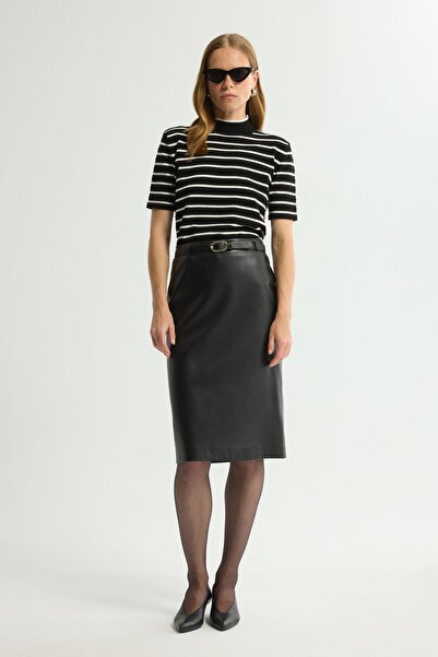 Love My Body Kemerli Deri Etek