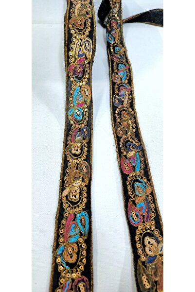 ALTAY AKSESUAR SPECIAL EMBROIDERED PULLED DARK COLOR ROPE INTERFACE STRIP