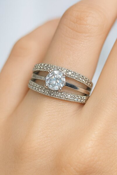 TAKIŞTIR خاتم فضي اللون مفصل قابل للتعديل