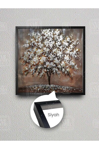 SML TABLO Beli cvet, cvetajuće drvo, prirodni pejzaž, uokvirena kvadratna sli...