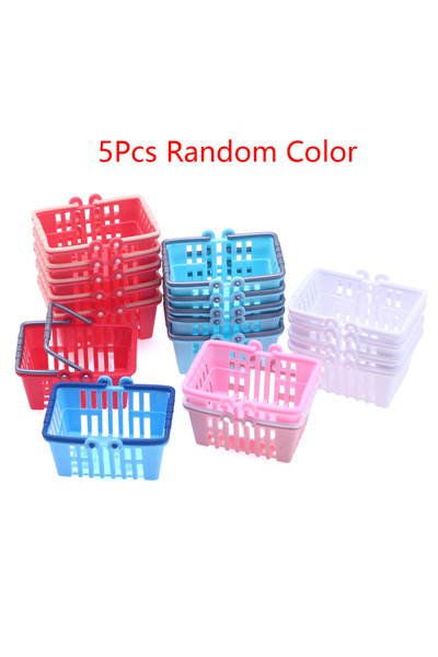 Choice 5 قطع بألوان عشوائية، 5 قطع، 1:12، بيت دمية مصغر، سلة تسوق بلاستيكية، مطبخ ألعاب، طعام