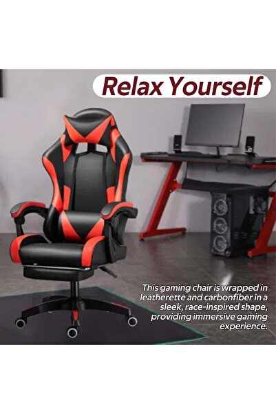 COOYA Ergonomic Gaming Chair with Footrest Adjustable Lumbar Support and Seat Height Recliner