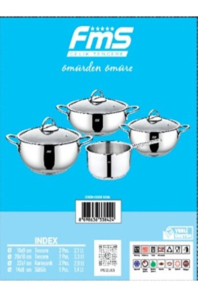 FMS Nazar 7 Piece Steel Stainless 304 Quality Mini Pot Set
