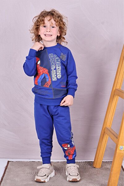 Yağmur Giyim Pjk2İ Spider-Man Patterned 2-Strand 100% Cotton Boys' Tracksuit ...