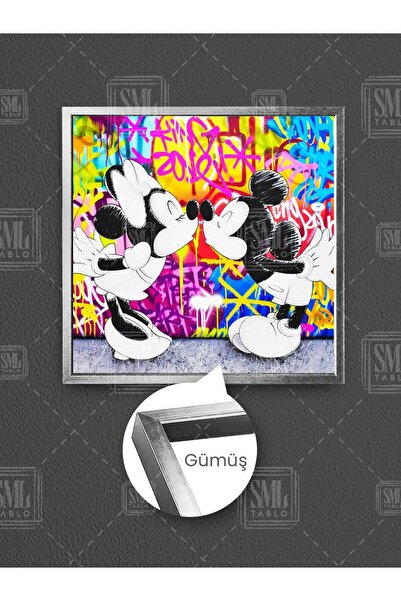 SML TABLO Minnie i Mickey Mouse Mickey i Minnie Mouse poljubac Grafit uokvire...
