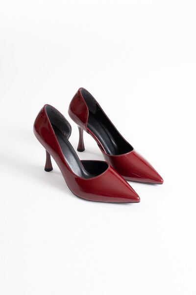 EMOYRA Angela Women's Burgundy Patent Leather Heeled Shoes