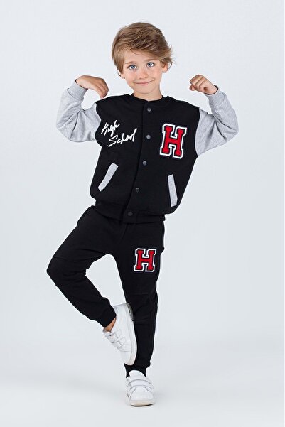 ww waka waka kids store Велосипедна апликация на врата Подробен преден копче Колеж пуловер Момчешки спортен екип