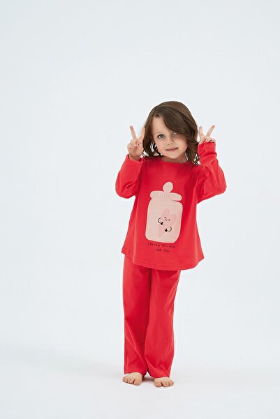 Sevim Girl's Long Sleeve Patterned Coral Pajama Set C1T4N98