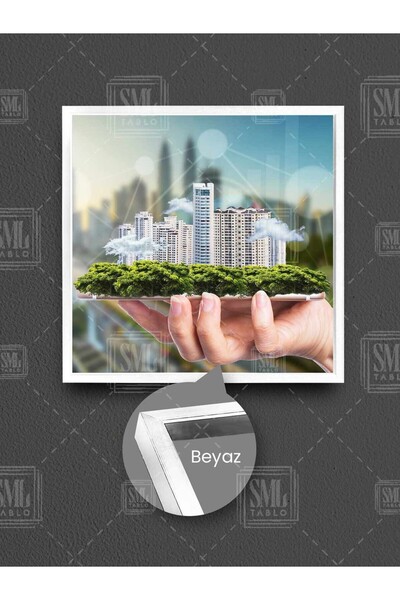 SML TABLO Τέχνη σε καμβά με κορνίζα, τετράγωνη, με θέα στην πόλη, για διακόσμ...