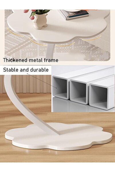COOYA Flower Shape Small C-Shaped Side Table,Sofa End Table,Bedside Table for Living Room Bedroom,Black