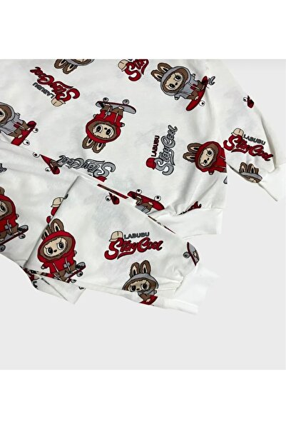 Arya Nisa Kids Boys' Labubu Character Printed Seasonal 100% Cotton Pajama Set