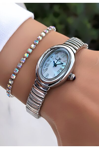 Daniel Klein Original Women's Wristwatch Oval Case Silver Color Bracelet with Gift