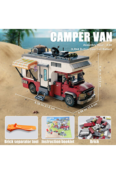 Choice T2108 924PCS Camper Van Building Blocks Set Assembly Puzzle Bricks Model with LED Light Desktop Deco
