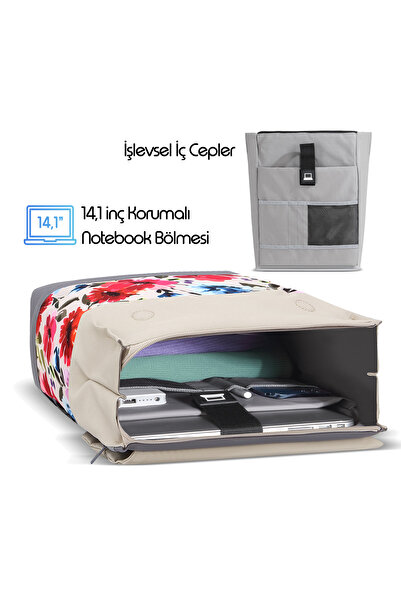 Mack Mce-1306 14.1\" Zen Eco Daily Backpack Beige Floral