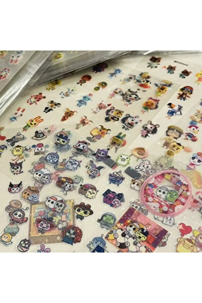 BANDAI random-8pcs 8pcs Japanese anime Tamagotchi Style pixel graph Cut film sticker desktop phone shell de