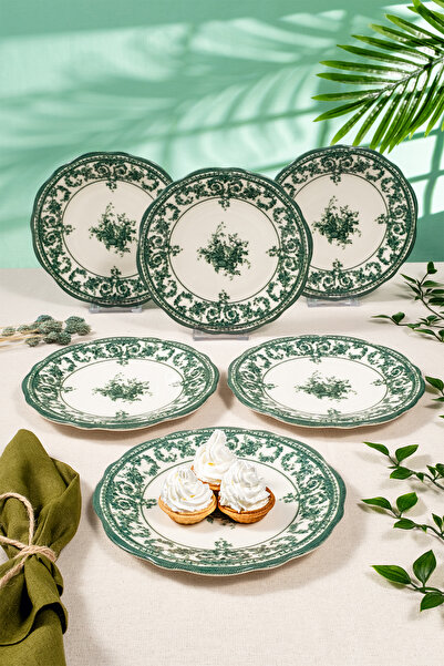 Fecra Majestic Green 6'lı Pasta Tabağı Seti