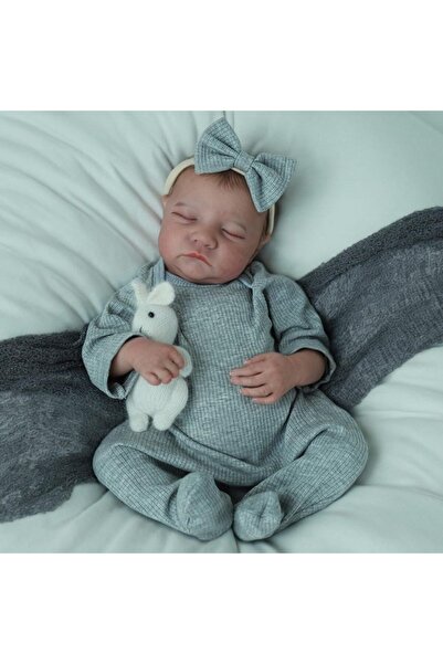 Choice دمية ليفي ريبورن نائمة للأطفال حديثي الولادة مقاس 49 سم، رمادية NPK، م...